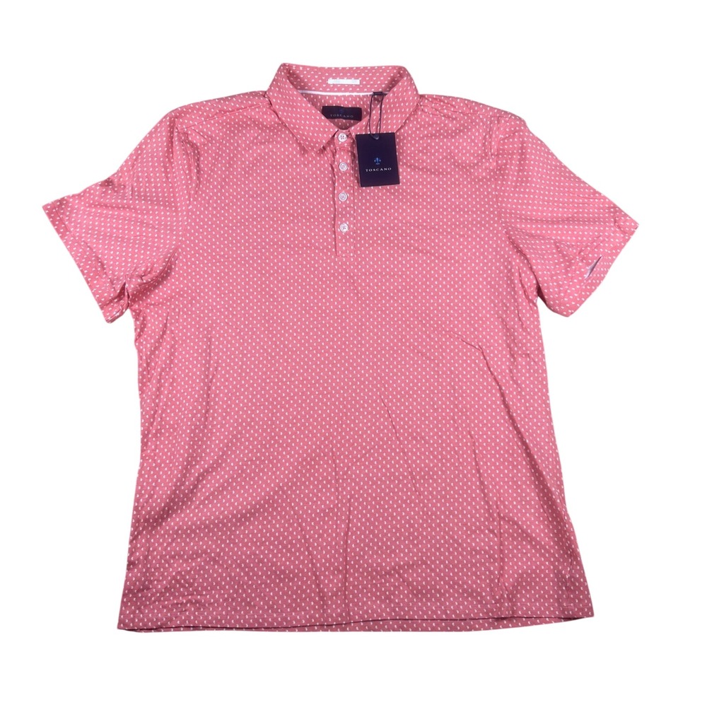 Toscano Mens Burnt Coral Teardrop Polo Shirt N920P16TR Short Sleeve XL NEW